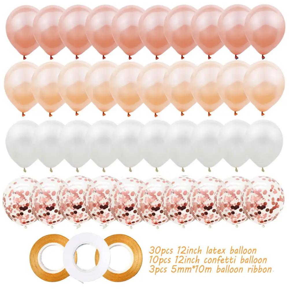 

SLMengGuo Pink Rose Sequin Party Decoration White Transparent Balloon Set 12 Inch Latex Confetti Balloons Events Party Supplies