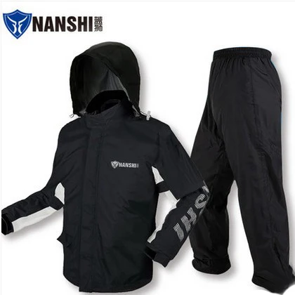 NANSHI Black suit NANSHI светоотражающий мотоциклетный плащ куртка брюки водонепроницаемый костюм Tuta Antipioggia Moto Chuva Motocicleta езда на велосипеде - Цвет: NANSHI Black suit