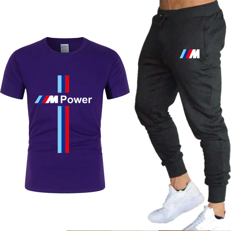 

New T-shirt men's short-sleeved 100% cotton + trousers men's spring and summer fashion Harajuku high streetT-shirt Tracksuit Men