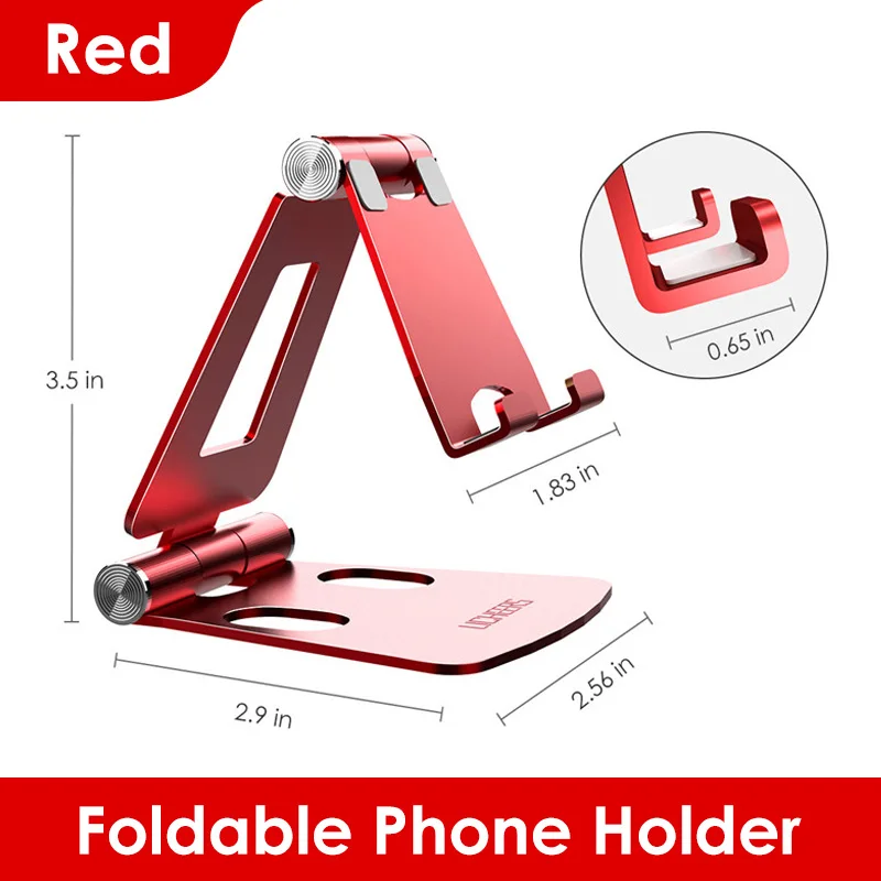 Red for phone LINGCHEN держатель для телефона Подставка для iPhone 11 Xiaomi Mi 9 металлический держатель для телефона Складная подставка для мобильного телефона настольная подставка для iPhone 7 8 X XS - Цвет: Red for phone