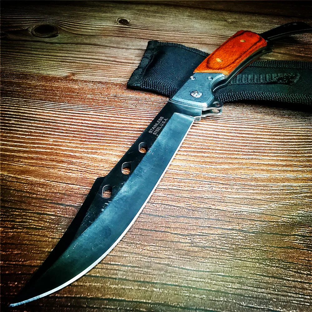 Складной нож с лезвием 9CR18MOV деревянной ручкой из CS карманный складной для