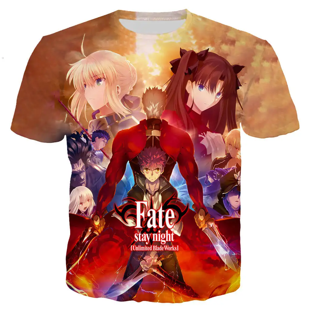 

Футболка Мужская/женская с 3D принтом Fate Stay Night Unlimited Blade Works, модная уличная одежда в стиле Харадзюку с короткими рукавами, одежда на лето