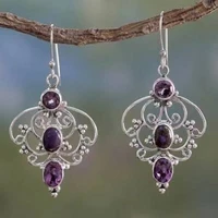 beautiful purple diamond pendant engagement wedding love earrings
