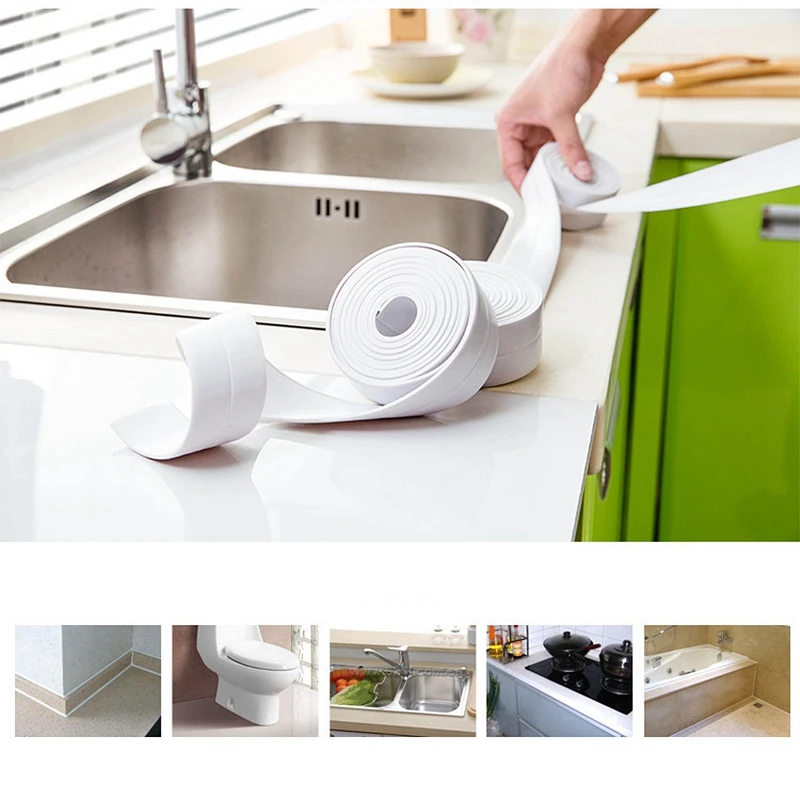 3.2M Waterproof Wall Sticker PVC Self Adhesive Sink Stove Crack Strip Kitchen Bathroom Bathtub Corner Sealant Tape | Дом и сад