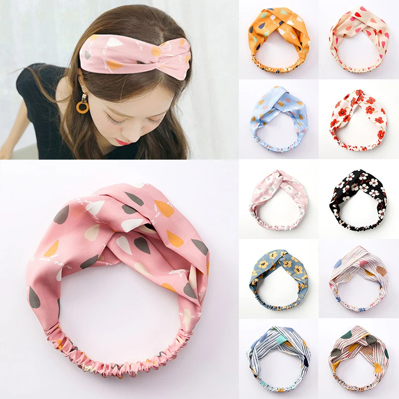 Новая эластичная повязка на голову Бохо для волос с цветочным принтом девочек