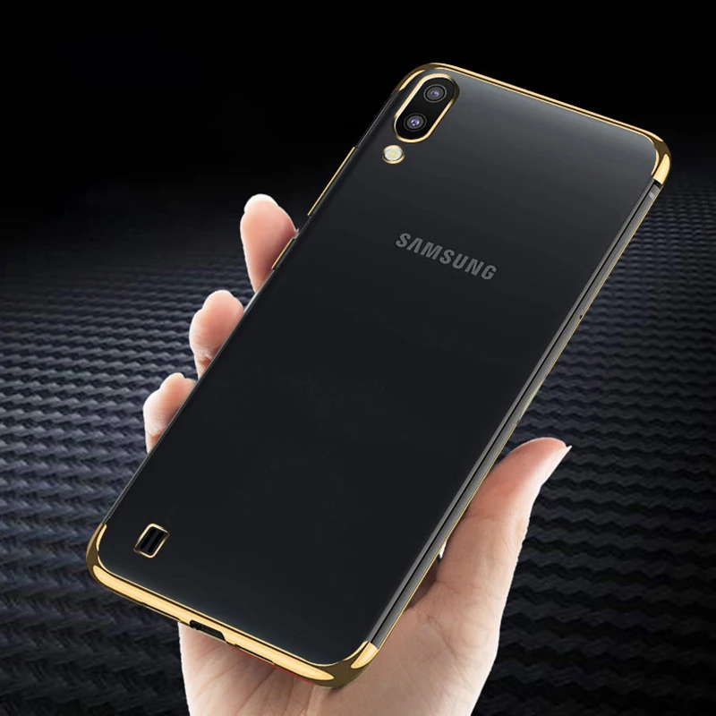 Роскошный защитный чехол для телефона, чехол с покрытием для samsung A50 A20 A10 A30 A40 M10 M20 A20e A70, мягкий силиконовый прозрачный чехол - Цвет: Золотой