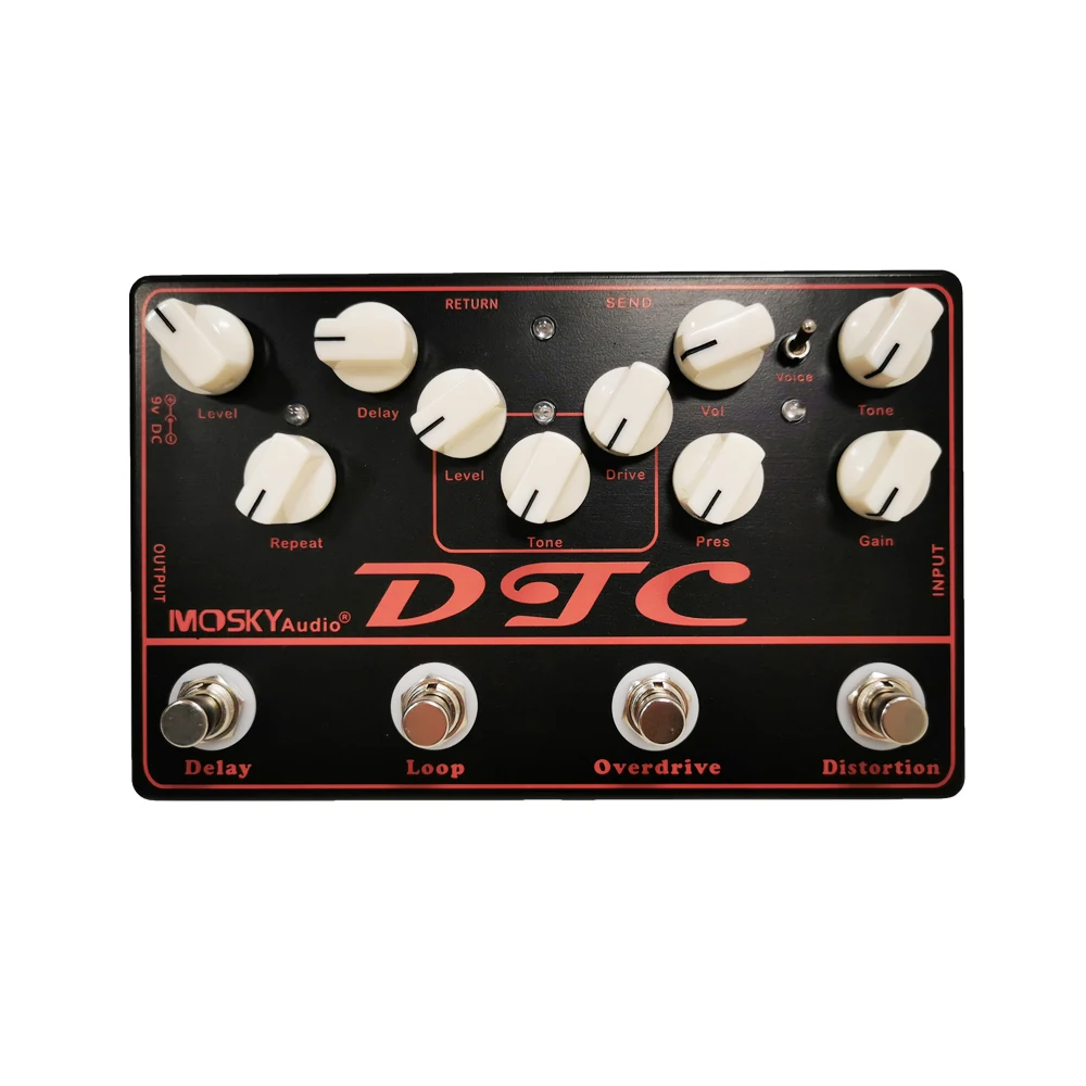 MOSKY DTC 4-в-1 Электрогитары педаль искажения + Overdrive петли эффектов оригинальный