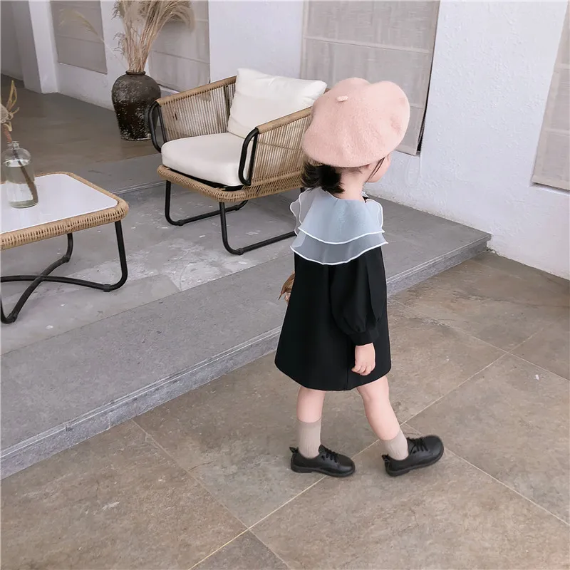 Осень 2019 Новое поступление однотонное хлопковое платье принцессы в Корейском