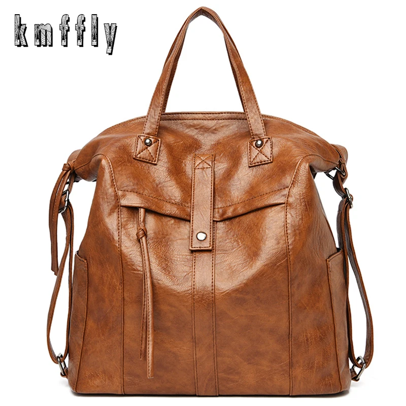 KMFFLY женские кожаные рюкзаки женская сумка через плечо 3в1 женский рюкзак