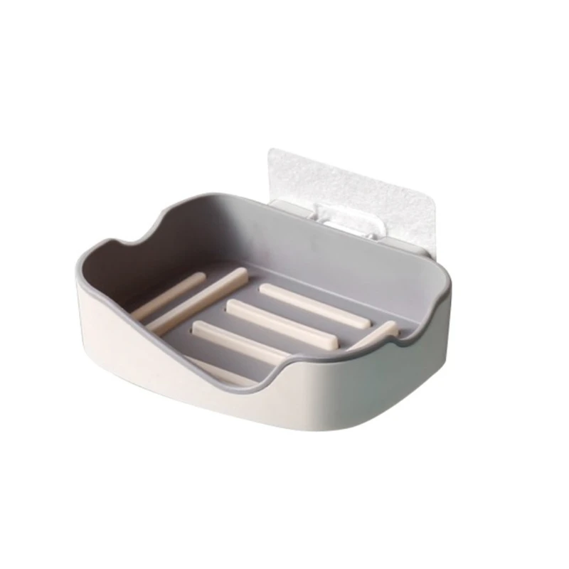 

L9BE Double Layer Soap Rack No Drilling Wall Mounted Soap Sponge Drain Holder Soap Dish Soap Self Adhesive Box Bathroom Acces