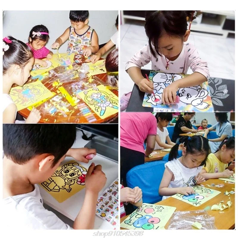 

New Colorful Creative DIY Sand Painting Kids Montessori Toys Children Gifts Artwork Crafts Doodle Colour Sand JE18 21 Dropship