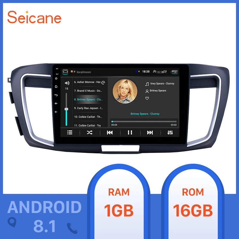 Автомобильный мультимедийный плеер Seicane 10 1 дюйма 2din Android 8 GPS радио для 2013 Honda Accord 9