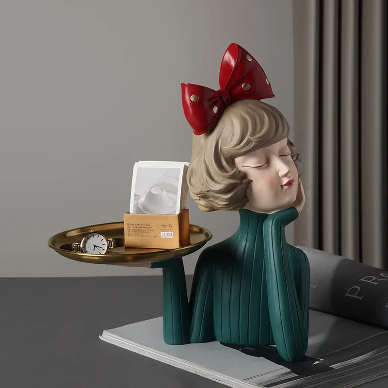 

Nordic Moden Girl Resin Art Statue Home Decoration Sculpture Home Decoration Living Room Decor Tabletop Figurines Crafts Gifts