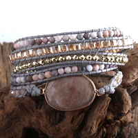 rh new fashion boho bracelet vegan cord natural stones charm 5 strands woven wrap bracelets dropshipping