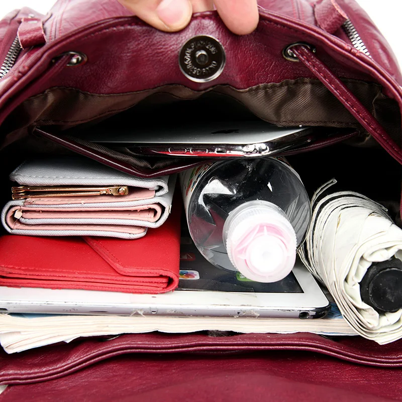 

Women Leather Backpack High quality PU School Bag Backpack for Teenager Girls Rucksack Vintage Women Bags Mochila Feminina