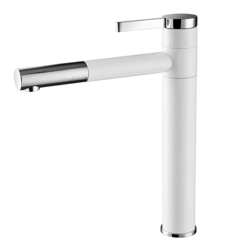 Contemporary Bathroom Sink Faucet with Rotating Spout 11.2 Inch Tall Vessel White+Silver | Обустройство дома