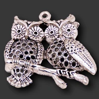 3pcs silver plated owl pendant hip hop style animal couple charm silver color 4239mm a433