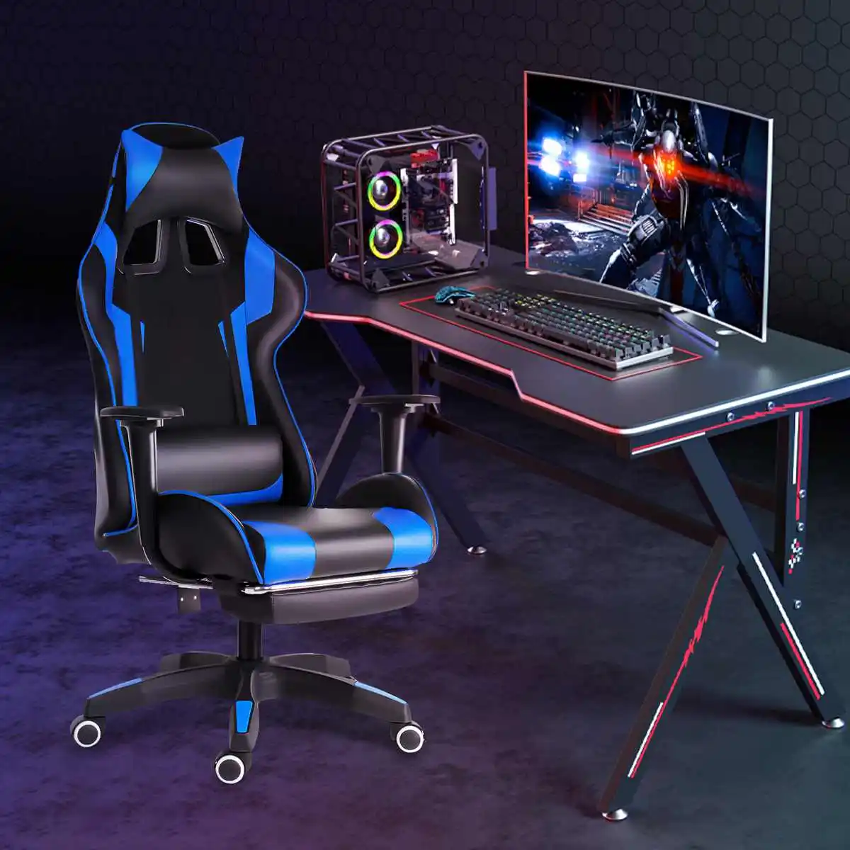

Office Chair WCG Chair Gaming Internet Cafe Computer Desk Chair Office Gamer Chair Lifting Adjustable Chair Armchair Footrest