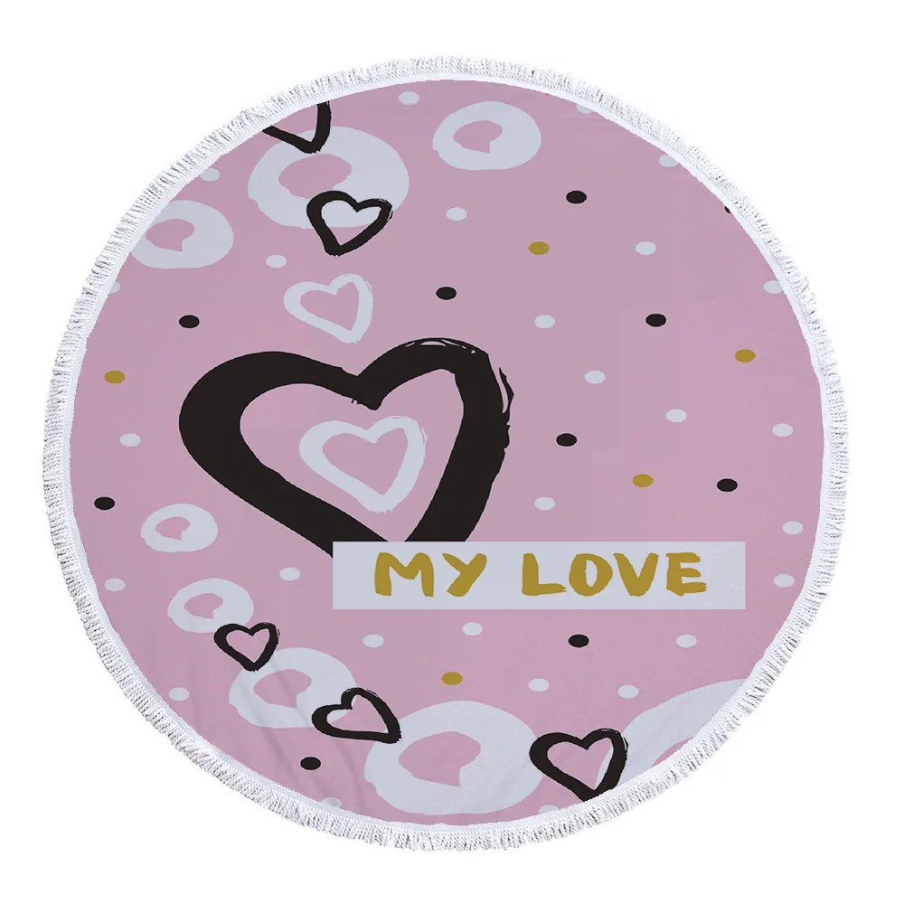 

Round beach towel love Valentine's day microfiber beach towel