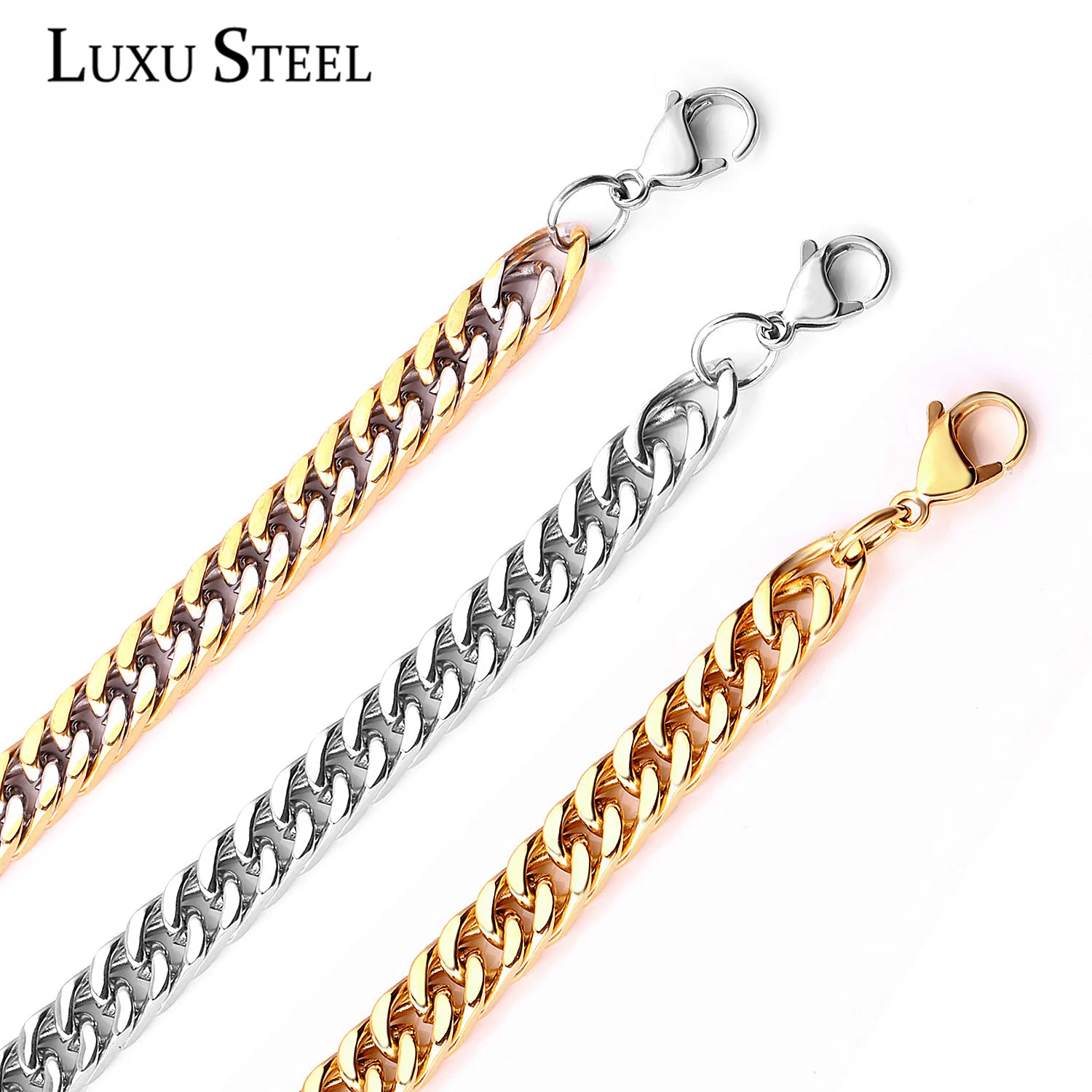 Ожерелье из нержавеющей стали LUXU ширина 7 мм длина 50 см 55 30 длинная цепочка в стиле