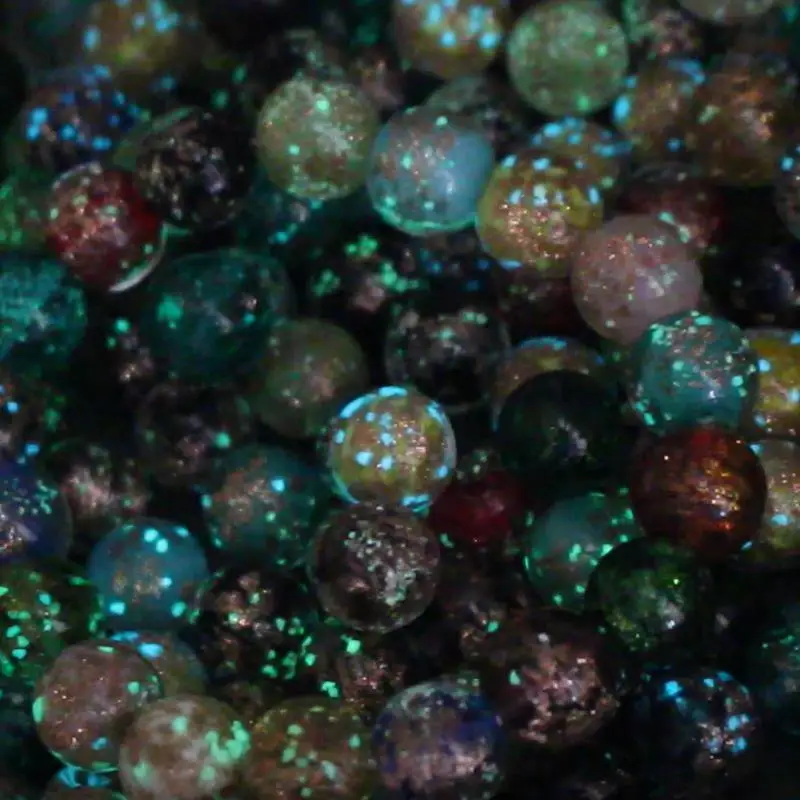 10 шт./лот 12 мм лэмпворк стеклянные светящиеся бусины со сверкающим песком