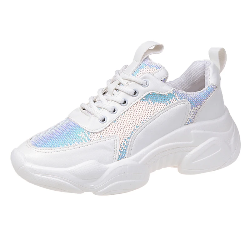 Женские кроссовки на платформе модные спортивные с блестками и кристаллами