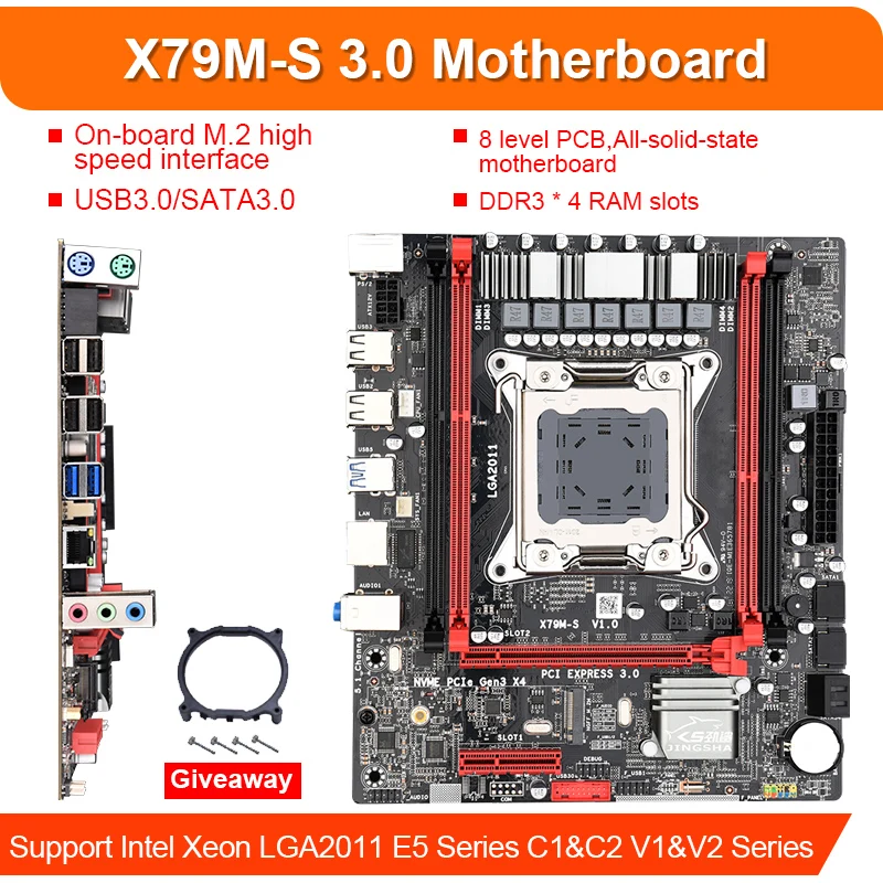 Verkaufen JINGSHA X79 M-s 3,0 Chipset Motherboard Xeon E5 2640 LGA 2011 4Pcs X 8GB = 32GB 1600 DDR3 ECC REG Speicher SATA3 M.2 SSD