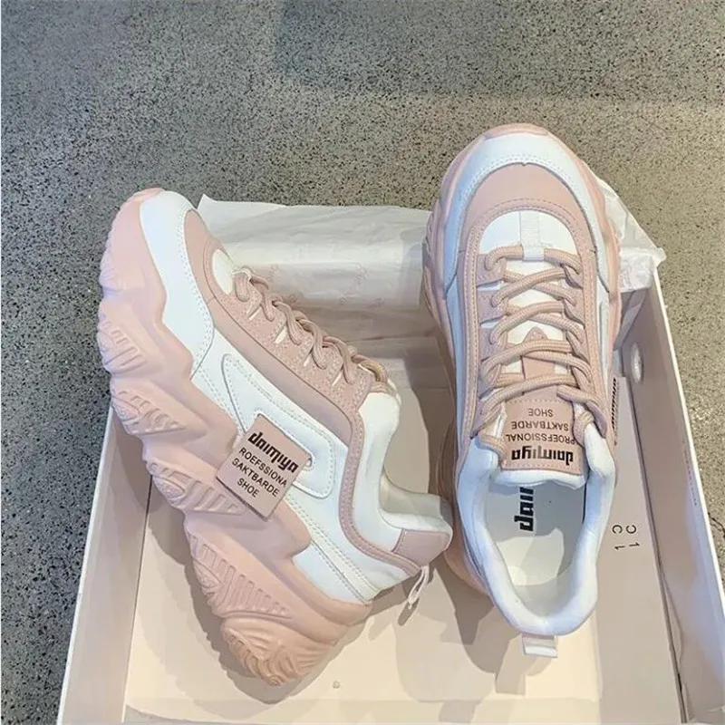 

Женские кроссовки на вулканизированной подошве, удобные кроссовки на платформе, повседневная обувь с увеличенным круглым носком для весны,...