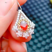 kjjeaxcmy 925 sterling silver natural ruby girl lady pendant necklace fashion new style support re examination