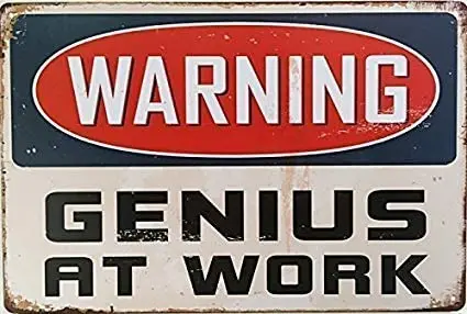 

Genius at Work Vintage Retro Tin Sign Home Pub Bar Deco Wall Decor Poster
