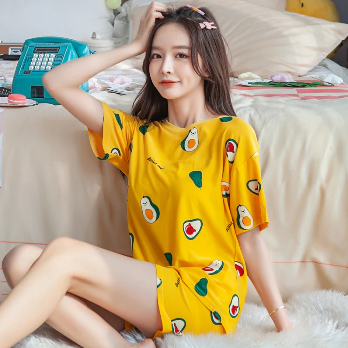 

Yeebooter Summer Women Pajamas Set Cartoon Print Cute Sleepwear Short Sleeve Pijamas Mujer Leisure Homewear Girls Tracksuit