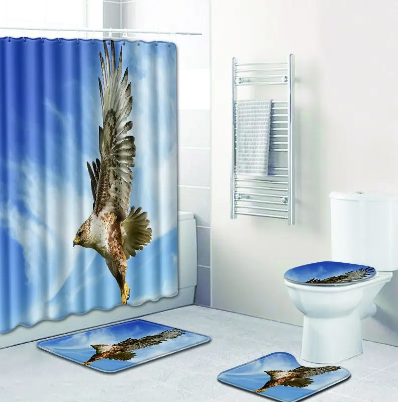 Комплект из 4 ковриков для ванной Zeegle нескользящий коврик крышки сидения унитаза