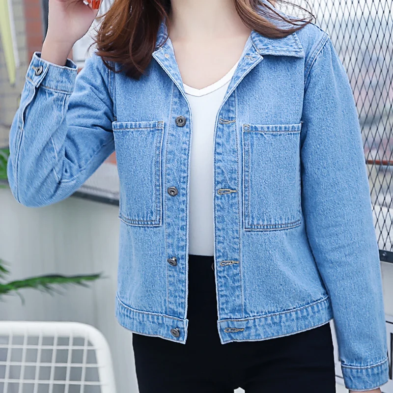 Женская Весенняя и осенняя новая джинсовая куртка женская короткая Студенческая