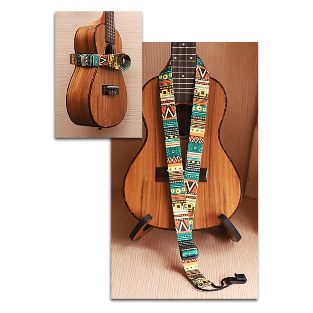 

Ethnic Style Ukulele Strap Durable Adjustable Printing Ribbon Clip-on Hawaii Guitar Belt Sling Instrument Guitar Accessories