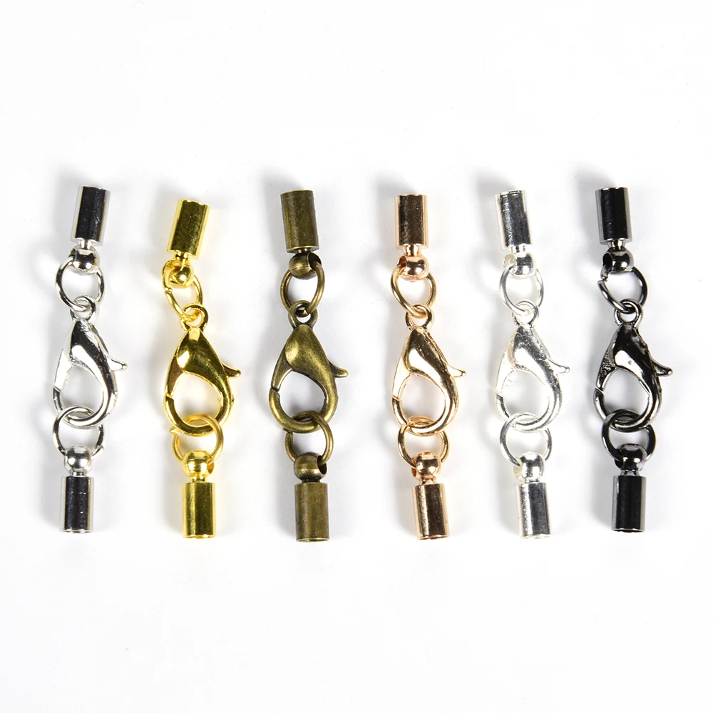 

5-10Pcs Leather Cord End Tip Caps Connectors With Lobster Clasp Diy Jewelry Accessories Tassel Caps For Jewelry Making Supplies