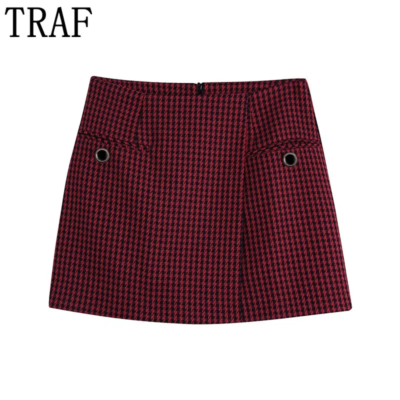 

Юбка-мини в стиле «гусиные лапки», с завышенной талией