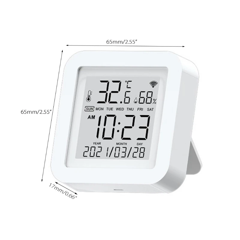 

Smart Digital WiFi Temperature Humidity Monitor TUYA Wireless Thermometer Hygrometer Time Date LCD Screen Detector Smart Home D