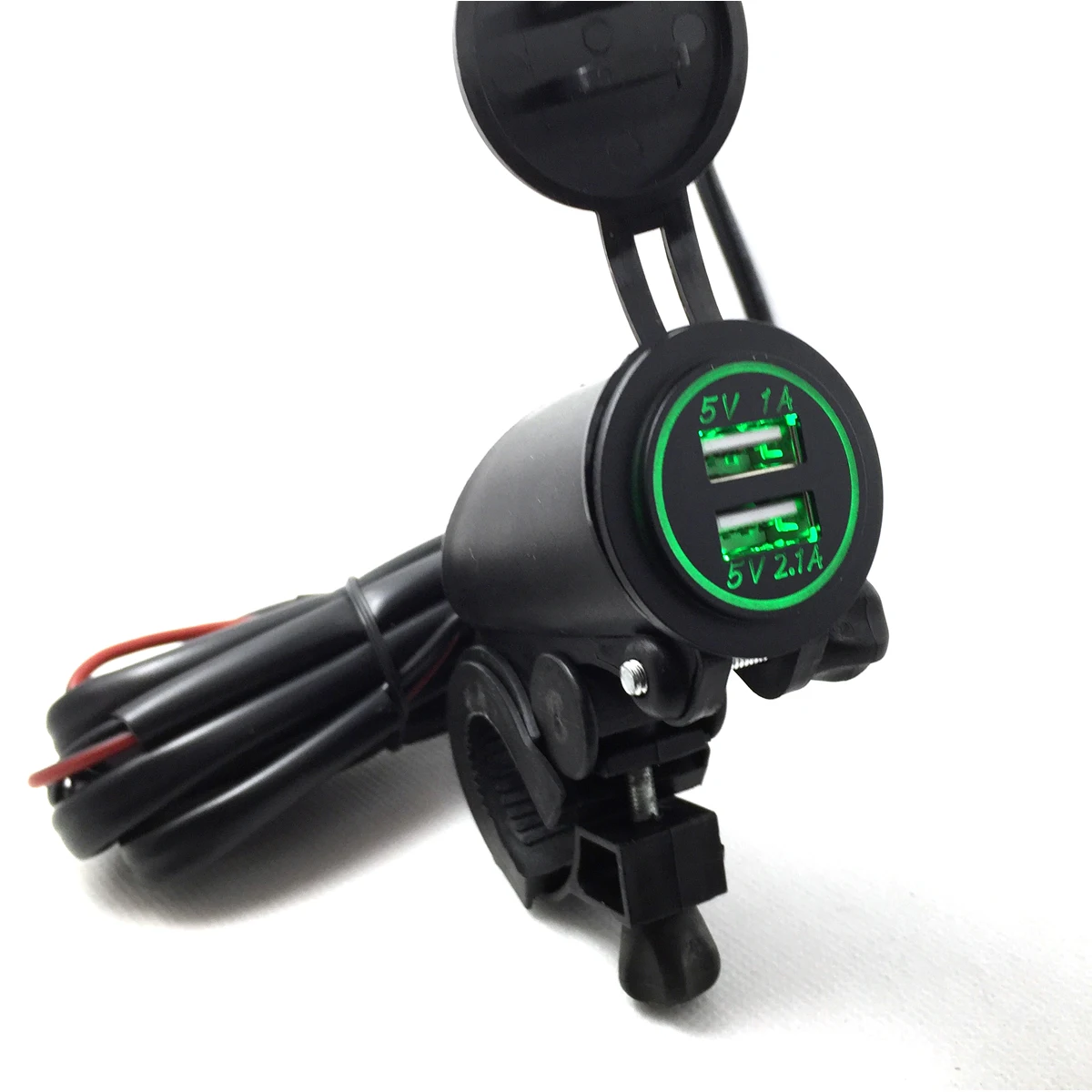 

Motorcycle Charger Waterproof Dual USB 5V/2.1A 1A Chargers Power Adapter 1.5M Cable Mount Holder Bracket Green Blue Red Orange