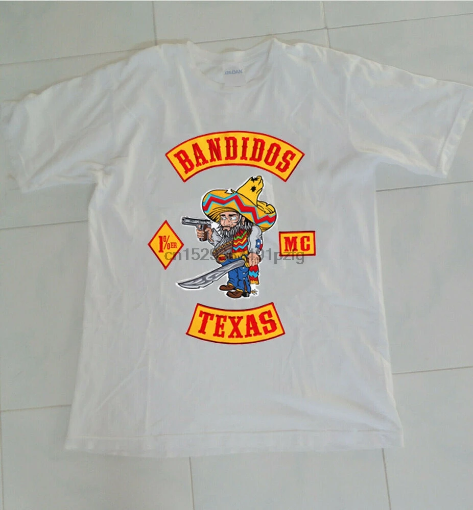 Белая футболка Bandidos MC Texas- |