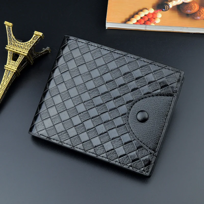 

New men's wallets short style wallet fashion casual weave purse Women's Wallet Cute Student Pendant Trend Card Bag