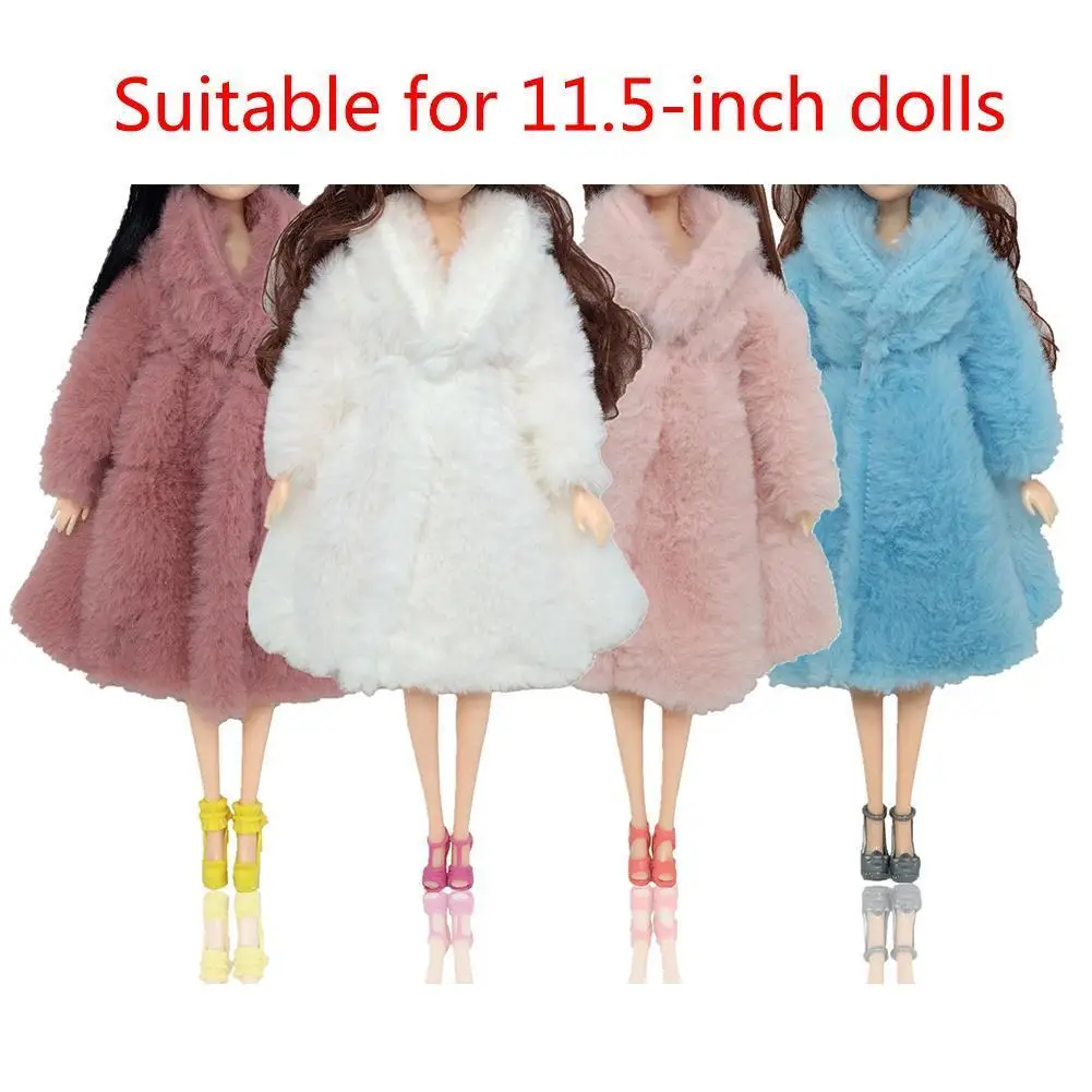 

Одежда для кукол, разноцветное мягкое меховое пальто с длинным рукавом, зимняя теплая повседневная одежда, аксессуары, Одежда для кукол, дет...
