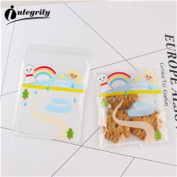{D& P 100pcs 10X10+ 3 см Рождество печенья конфеты упаковки хлеба самоклеящаяся Пластик печенье закуски выпечка посылка милые сумки через плечо - Цвет: CUTE 1