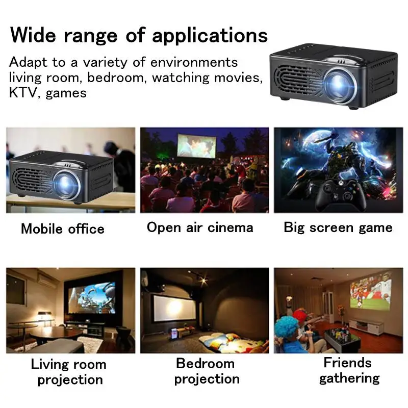 

7500 Lumens 1080P HD LED Portable Projector 320x240 Resolution Multimedia Home Cinema Movie Beamer Video Theater