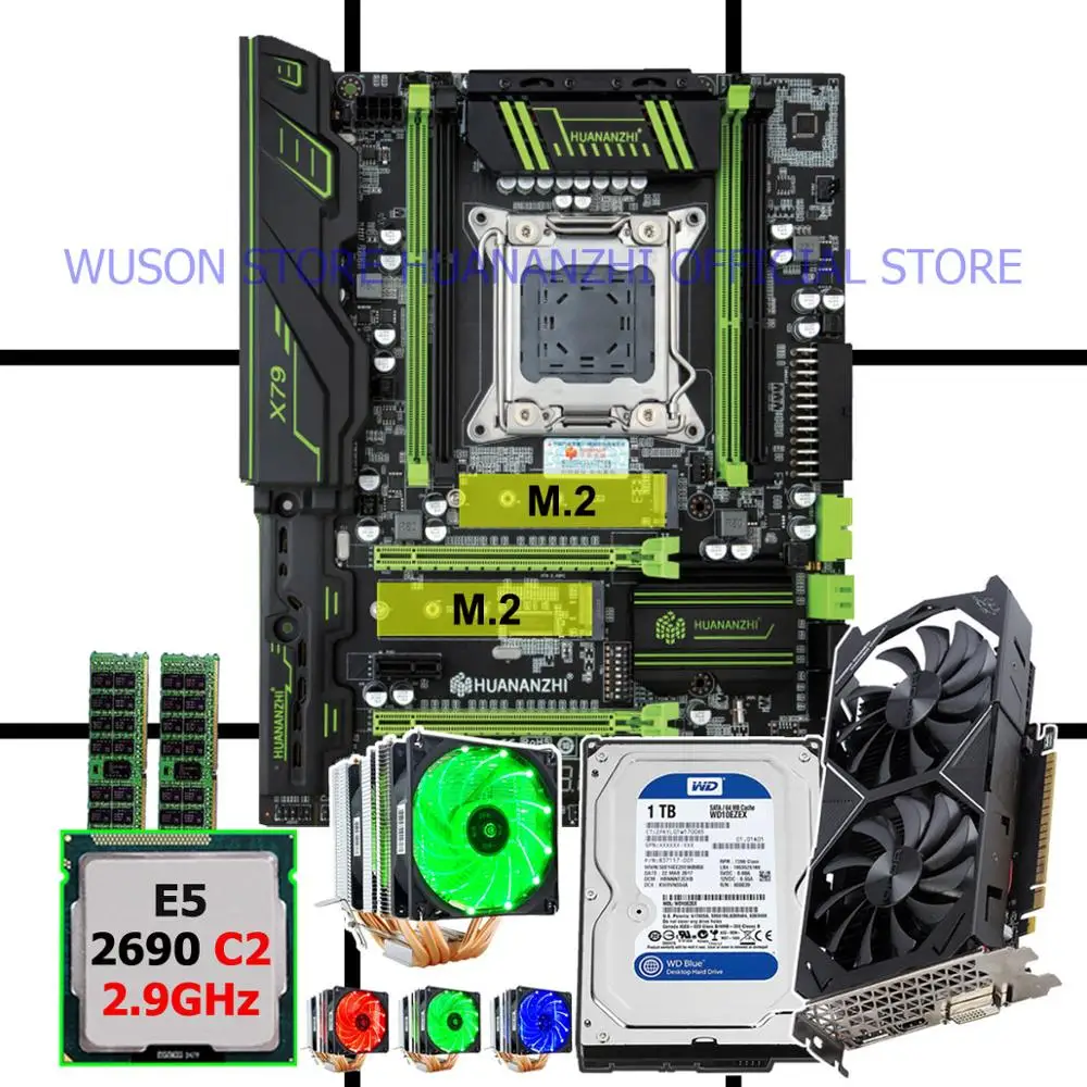 Скидка новый HUANANZHI X79 Pro Материнская плата с Процессор Xeon E5 2690 C2 2 9 ГГц Оперативная