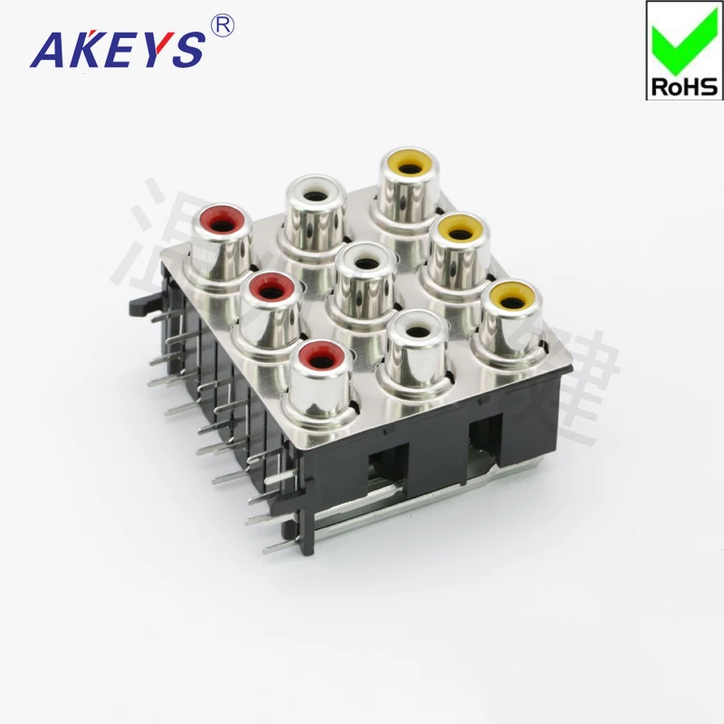 3 pcs AV coaxial socket 18-foot RCA seat 9-hole PCB welded audio video Lotus Block AV9-8 .4 -16 PB | Обустройство дома