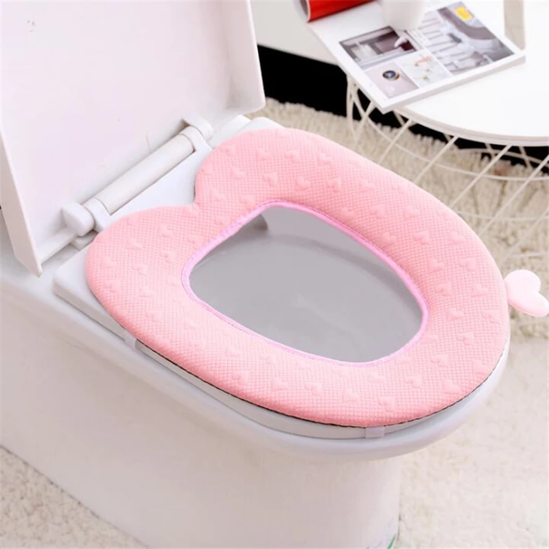 Коврик для унитаза в форме сердца однотонный теплый коврик туалета с ручкой