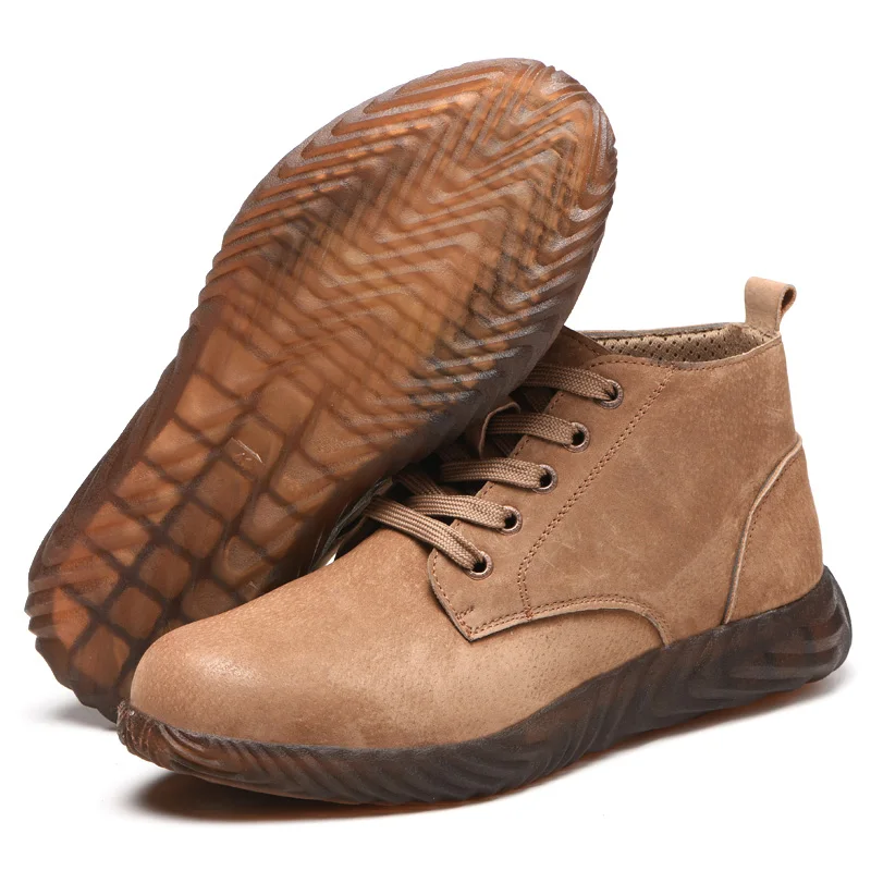 Новые популярные кожаные рабочие ботинки дышащая мягкая подошва Противоударная