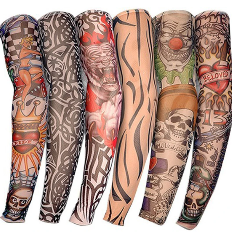 

Summer Outdoor Cycling MTB Sunscreen 3D Print Tattoo Sleeve Man Mangas UV Protection Women's Arm Sleeves Arm Warmers