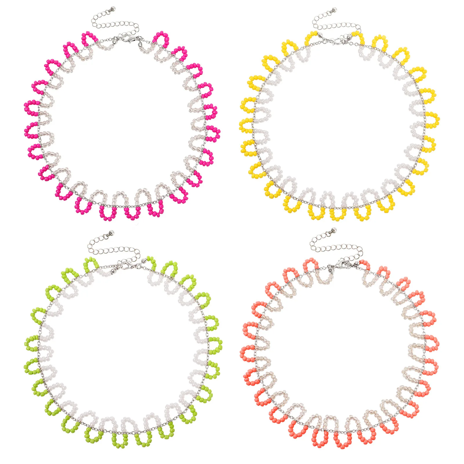 

Bohemian Colorful Short Bead Choker Charm Necklace For Women Small Beaded Serpentine Choker Necklaces Fashion Handmade Jewelry