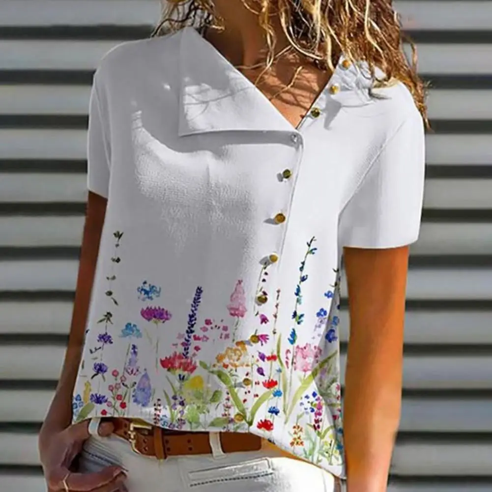 

Футболка женская с цветочным принтом, Модный повседневный свободный однотонный топ с коротким рукавом, большие размеры, на лето